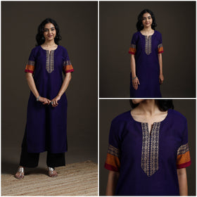 Straight cotton dharwad kurta for women 15 - handcrafted