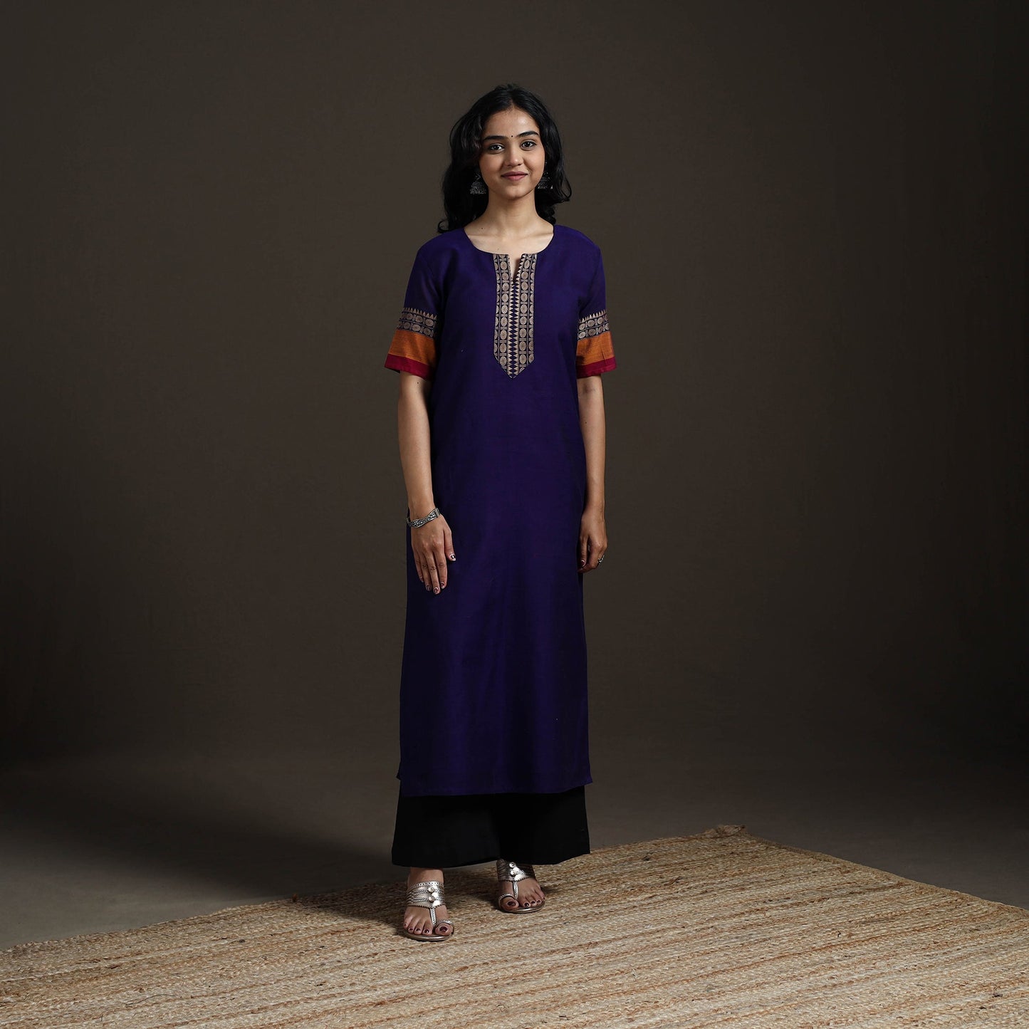 Straight cotton dharwad kurta for women 15 - handcrafted