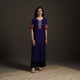 Straight cotton dharwad kurta for women 15 - handcrafted