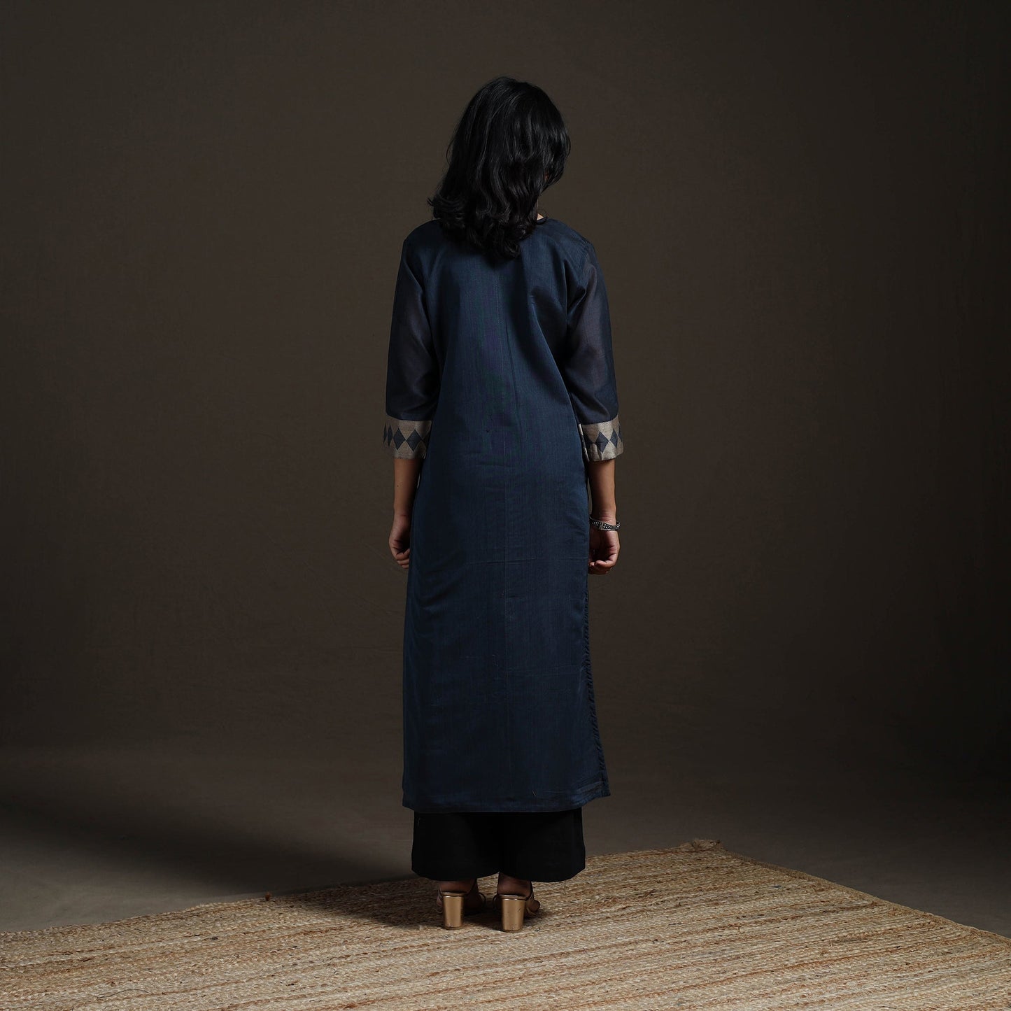 Straight cotton dharwad kurta for women 16 - handcrafted