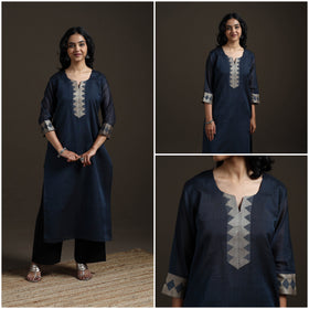 Straight cotton dharwad kurta for women 16 - handcrafted