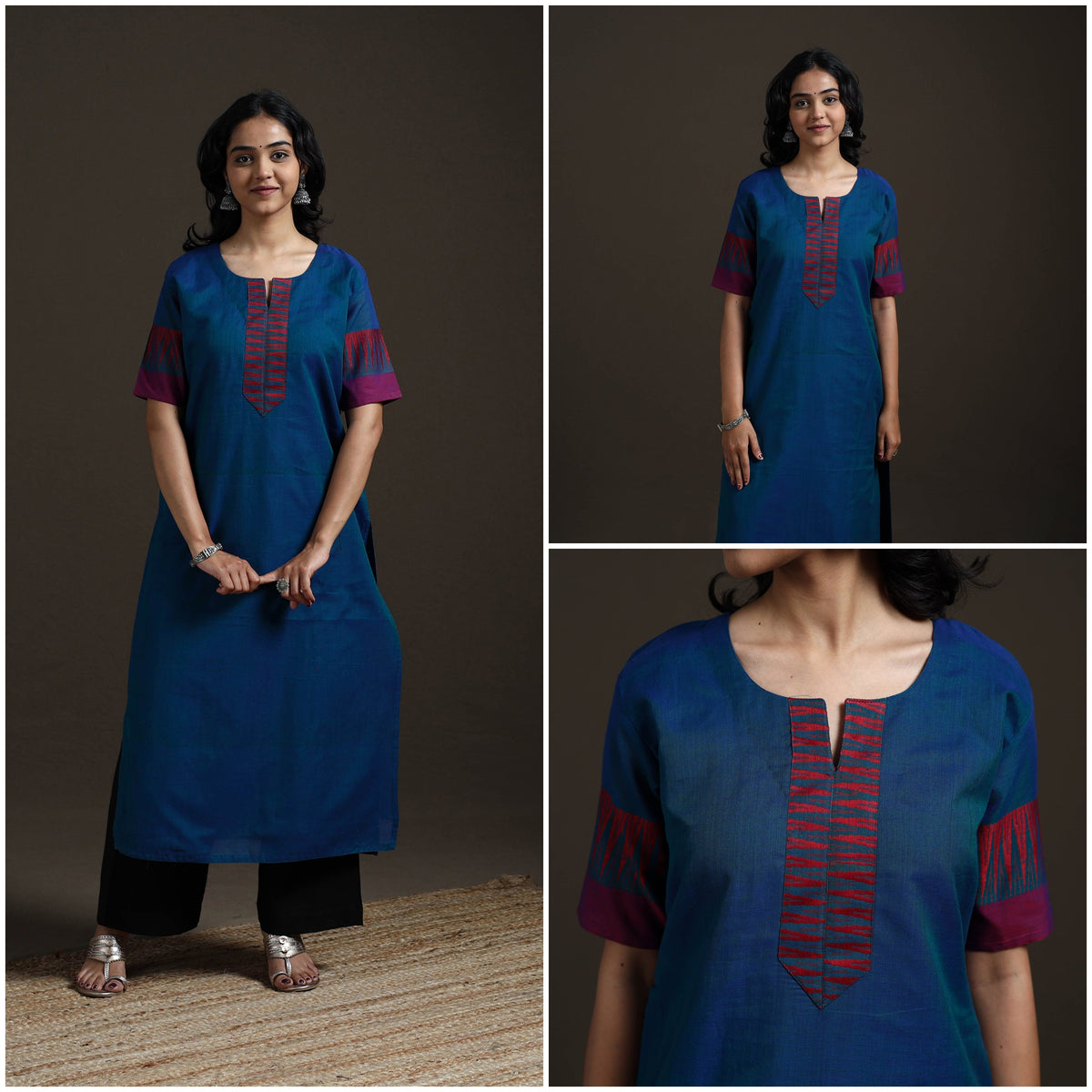 Straight cotton dharwad kurta for women 17 - handcrafted