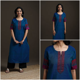 Straight cotton dharwad kurta for women 17 - handcrafted