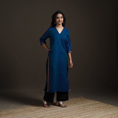 Straight cotton dharwad kurta for women 19 - handcrafted