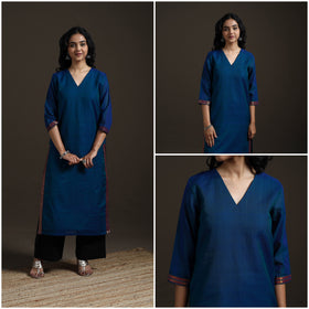 Straight cotton dharwad kurta for women 19 - handcrafted