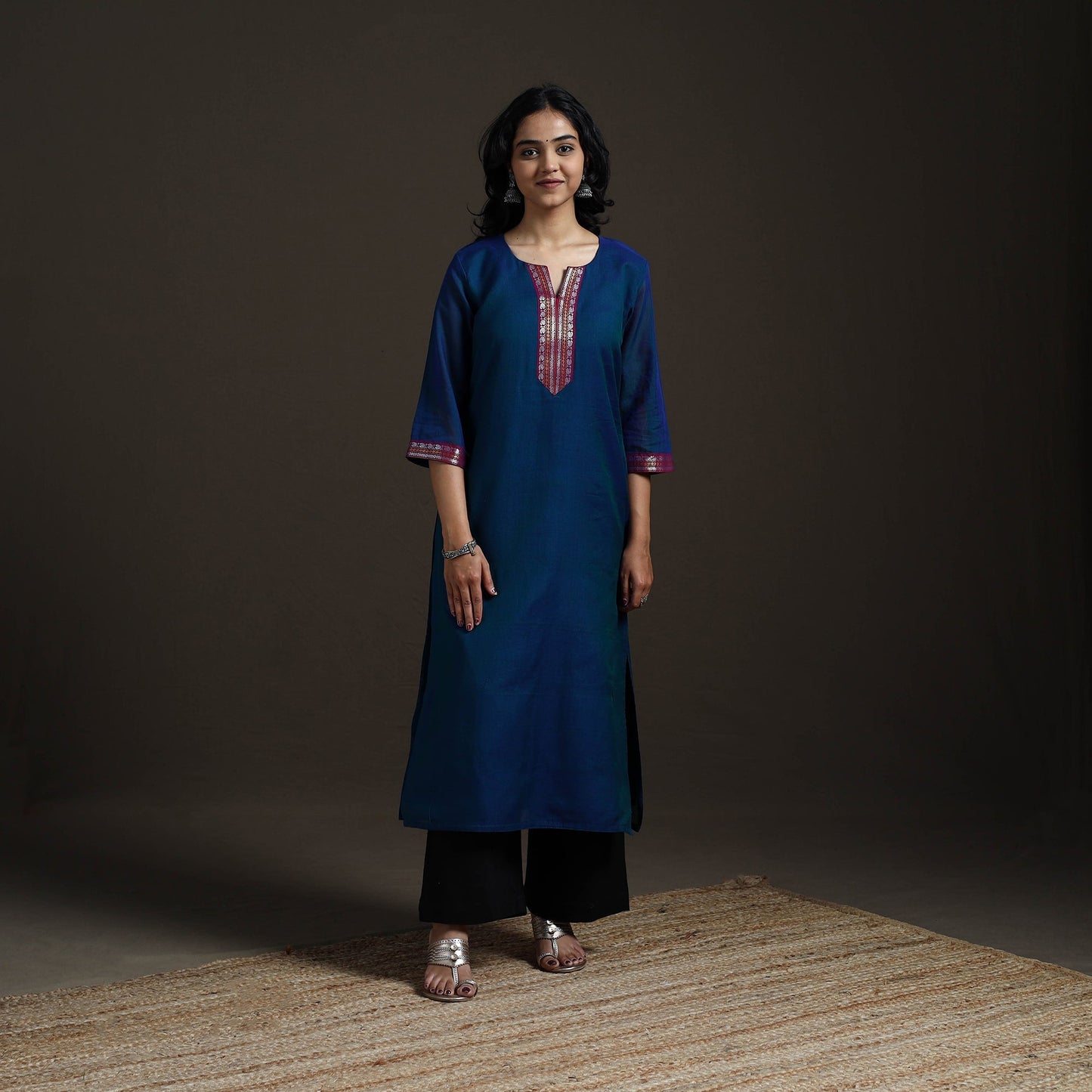 Straight cotton dharwad kurta for women 20 - handcrafted
