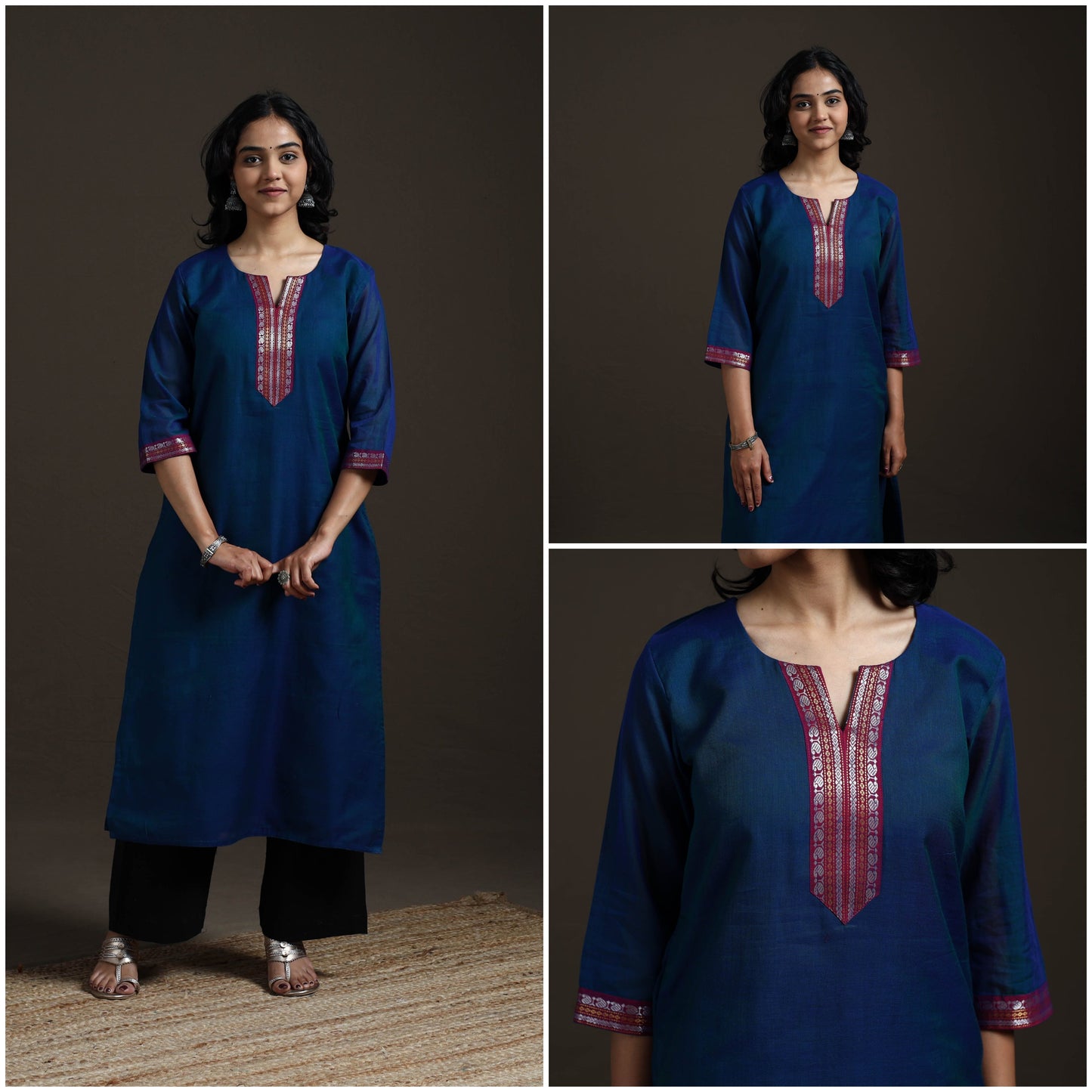 Straight cotton dharwad kurta for women 20 - handcrafted