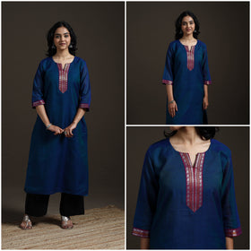 Straight cotton dharwad kurta for women 20 - handcrafted