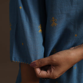 Straight cotton hand embroidered jacquard kurta for women