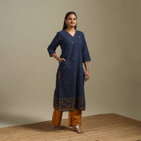 Straight cotton hand embroidered jamdani border thread buti