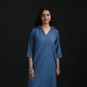 Straight cotton jacquard kurta for women 04 - handcrafted