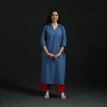 Straight cotton jacquard kurta for women 04 - handcrafted