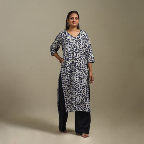 Straight embroidered cotton hand batik kurta for women 34