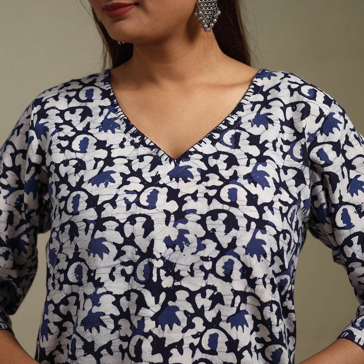 Straight embroidered cotton hand batik kurta for women 34