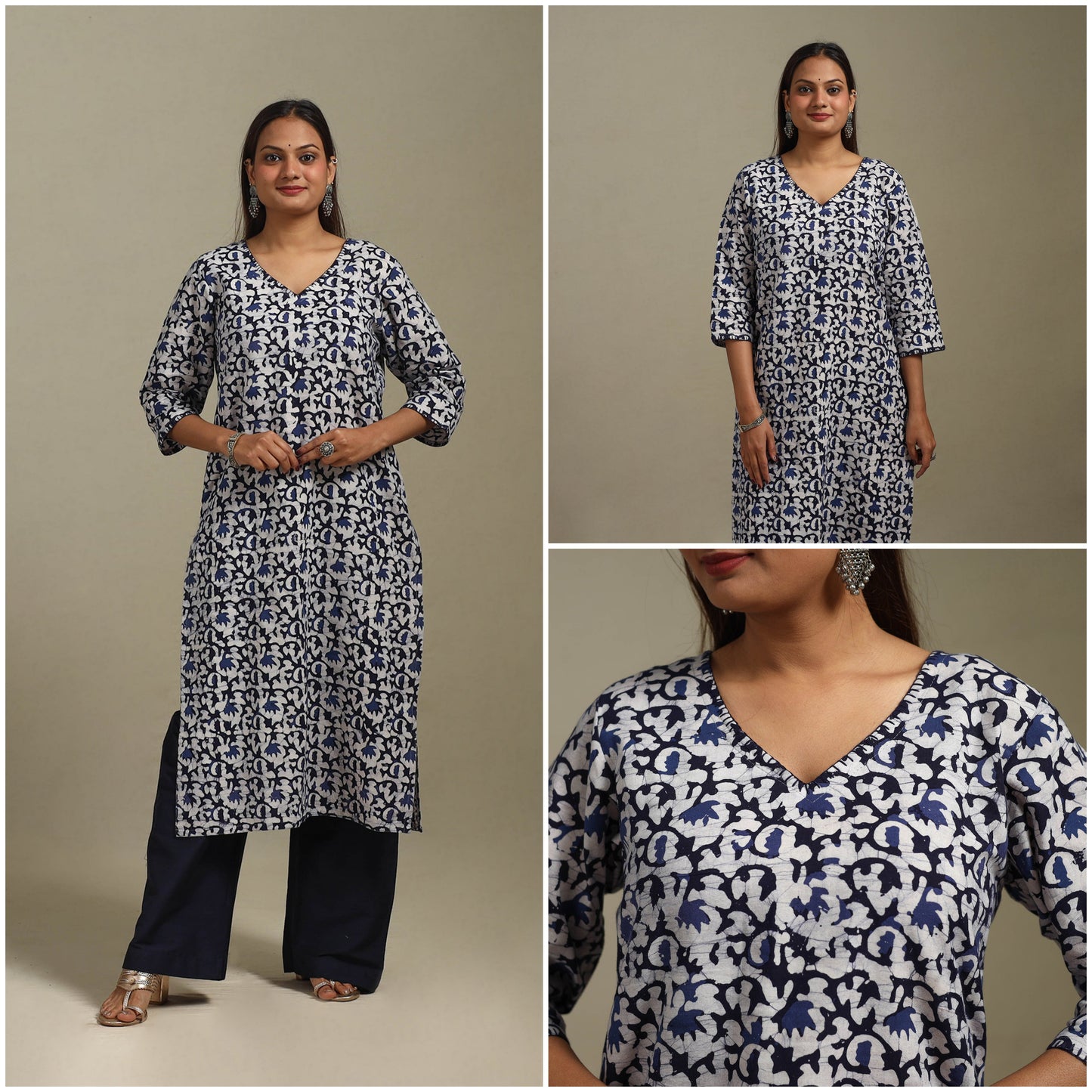Straight embroidered cotton hand batik kurta for women 34