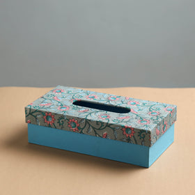  Blue Sukriti Handmade Block Printed Fabric Tissue Box 