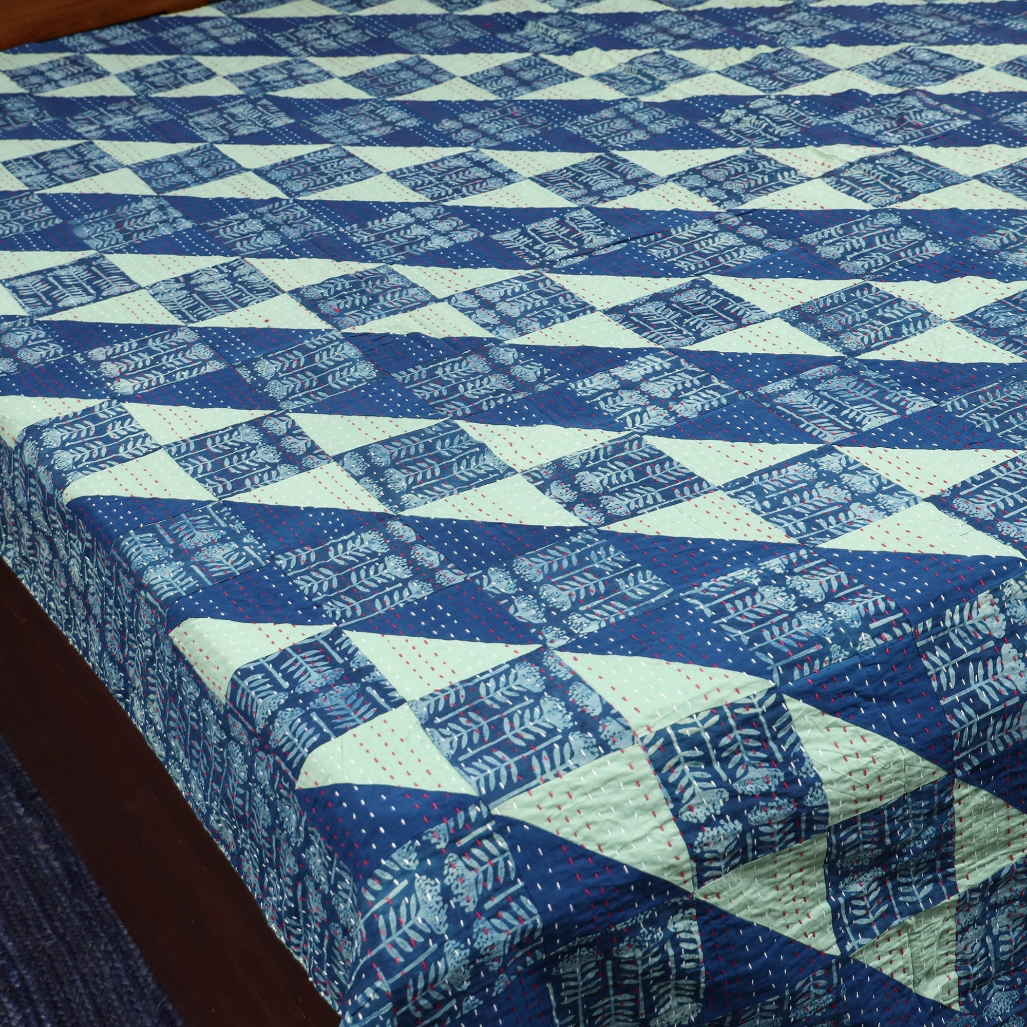 Tagai patchwork hand dabu bagru double bed sheet (108 x 90