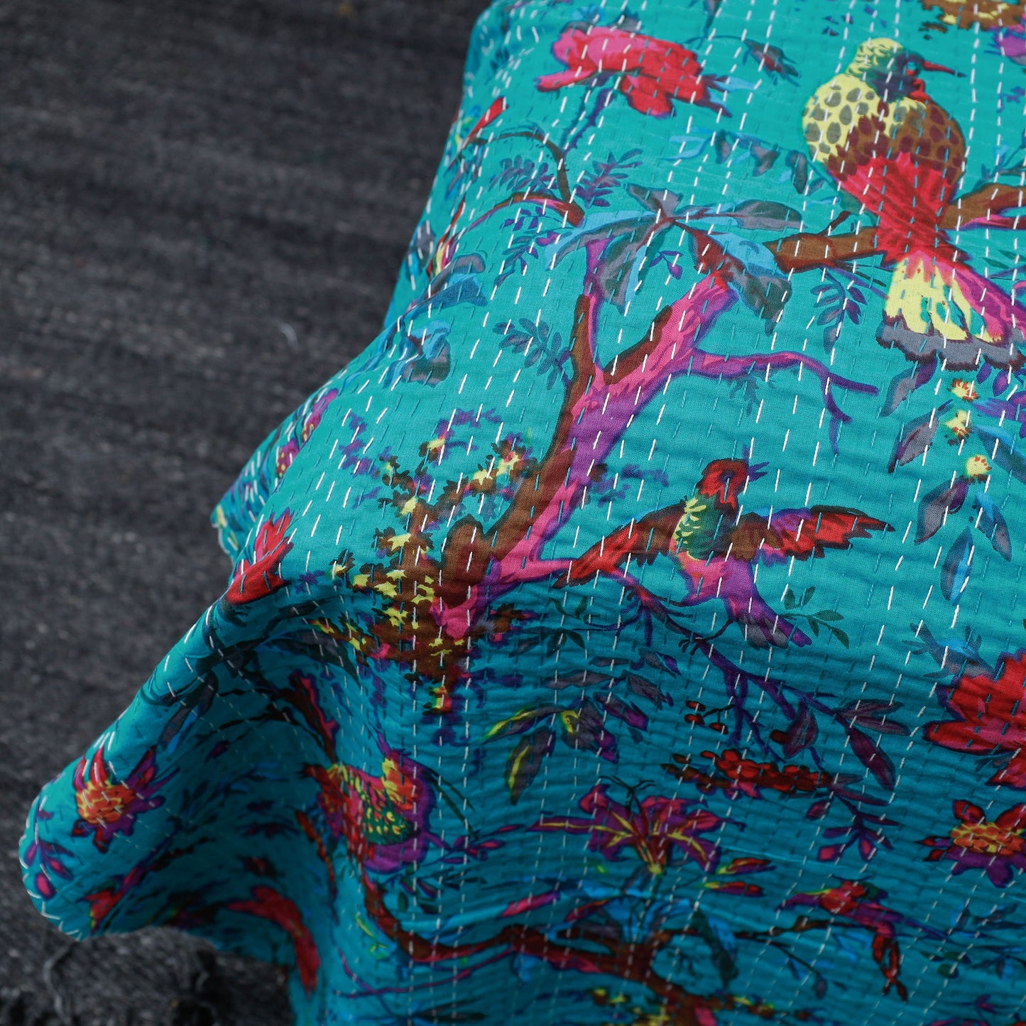  Tagai Work Jaipur Hand Block Printed Cotton Double Bed Cover 