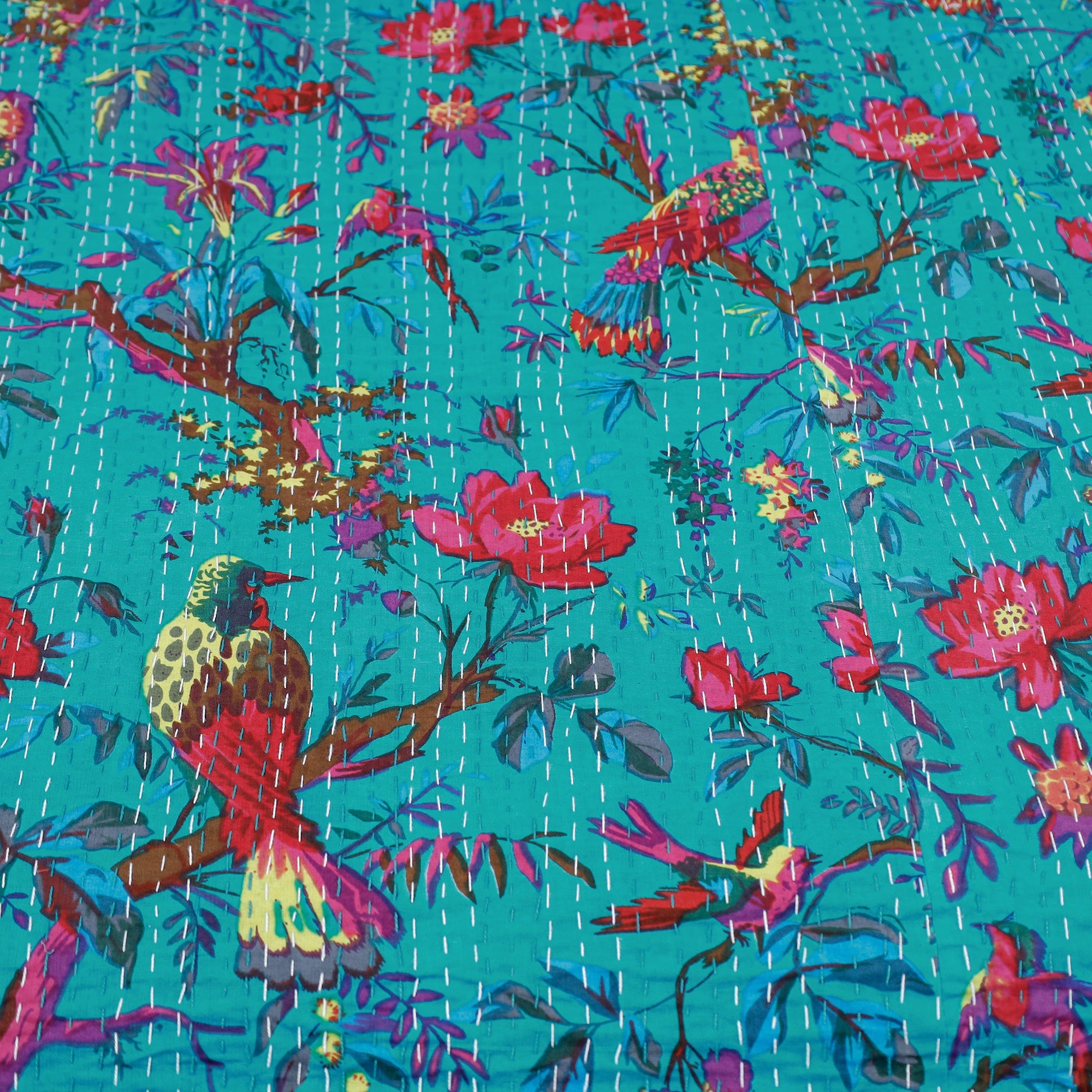  Tagai Work Jaipur Hand Block Printed Cotton Double Bed Cover 