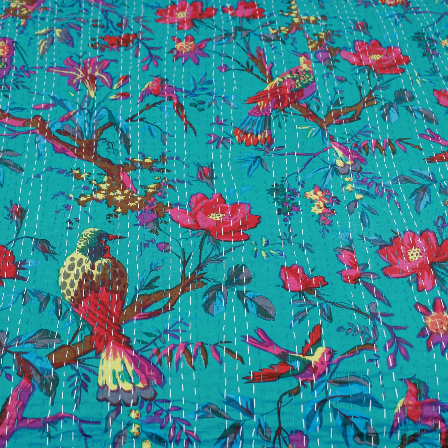  Tagai Work Jaipur Hand Block Printed Cotton Double Bed Cover 