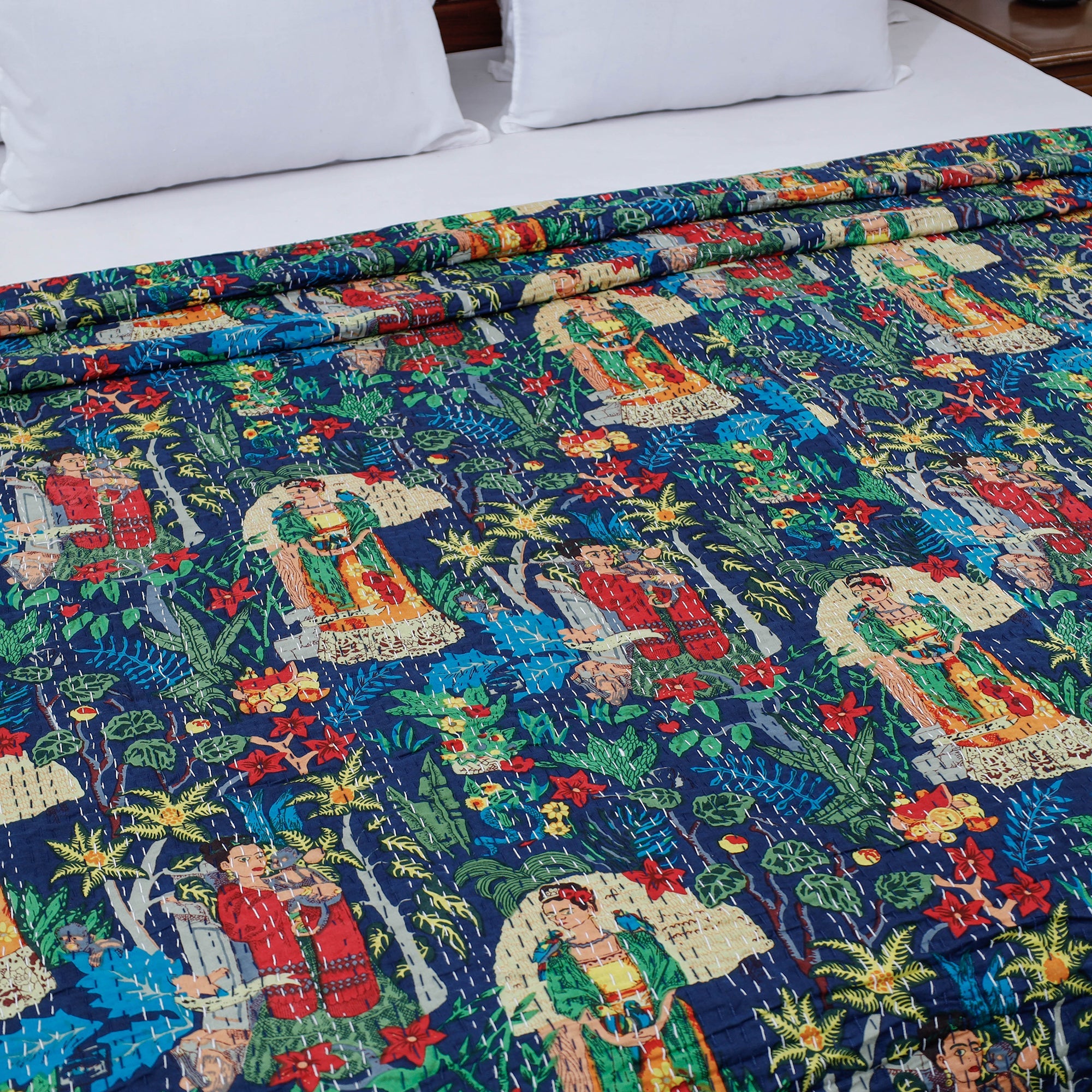 Buy Tagai Work Jaipur Hand Block Printed Cotton Double Bed Cover Online at iTokri.com