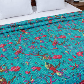  Tagai Work Jaipur Hand Block Printed Cotton Double Bed Cover 