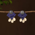 Blue - tahseen fabart shell work earrings - handcrafted