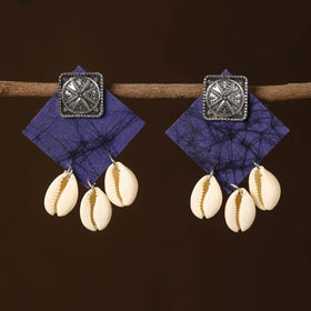 Blue - tahseen fabart shell work earrings - handcrafted