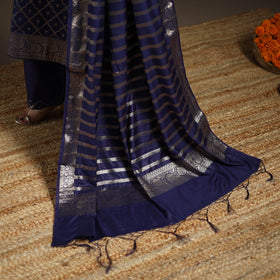 Blue - tanchoi silk cotton banarasi kurta set for women