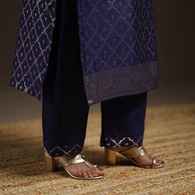 Blue - tanchoi silk cotton banarasi kurta set for women