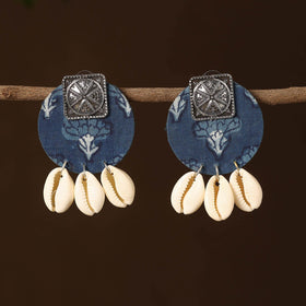 Blue - tanya fabart shell work earrings - handcrafted