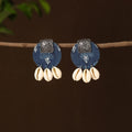 Blue - tanya fabart shell work earrings - handcrafted