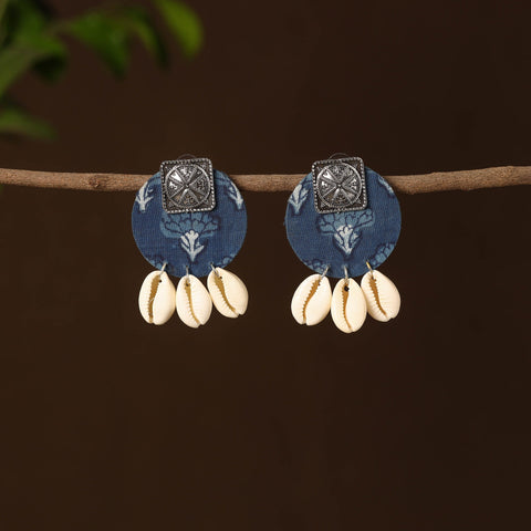 Blue - tanya fabart shell work earrings - handcrafted