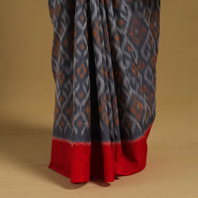 Blue - Telia Rumal Handloom Cotton Pochampally Double Ikat Saree 16