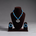 Blue - thread beads handmade german silver necklace set 04