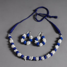 Buy Blue Thread Beads Handmade Necklace Set Online
