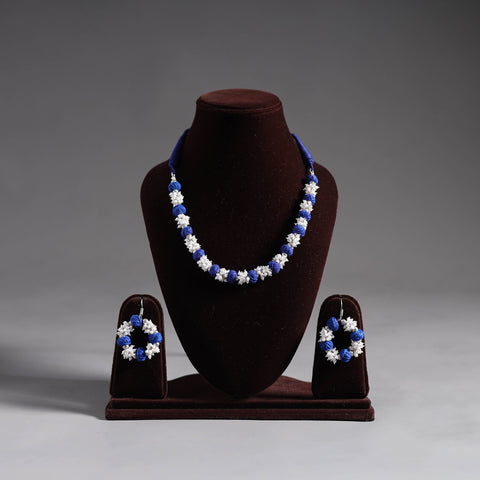 Buy Blue Thread Beads Handmade Necklace Set Online