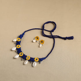Blue - thread braided shell choker necklace set 05