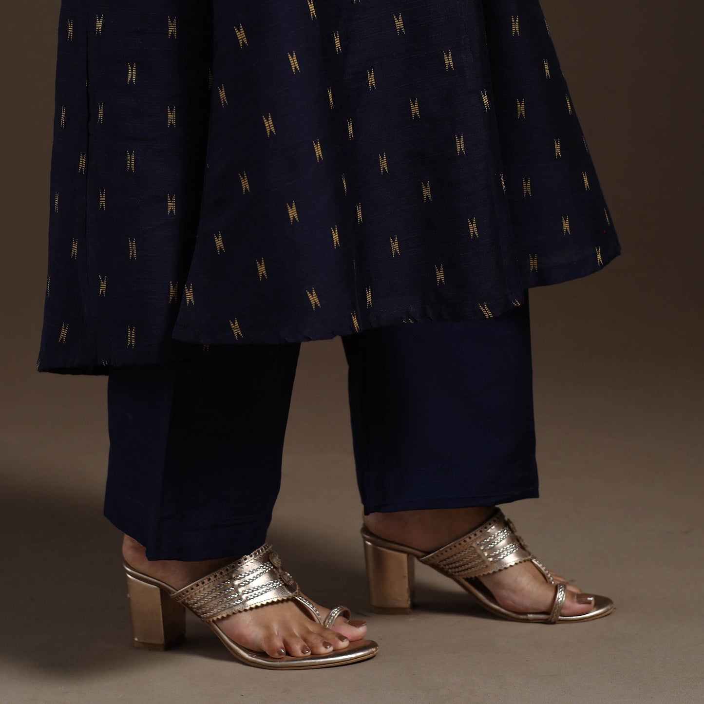 Blue Thread Buti A-Line Spun Dupion Silk Kurta Set (Set of 2)