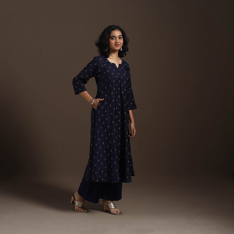 Blue Thread Buti A-Line Spun Dupion Silk Kurta Set (Set of 2)