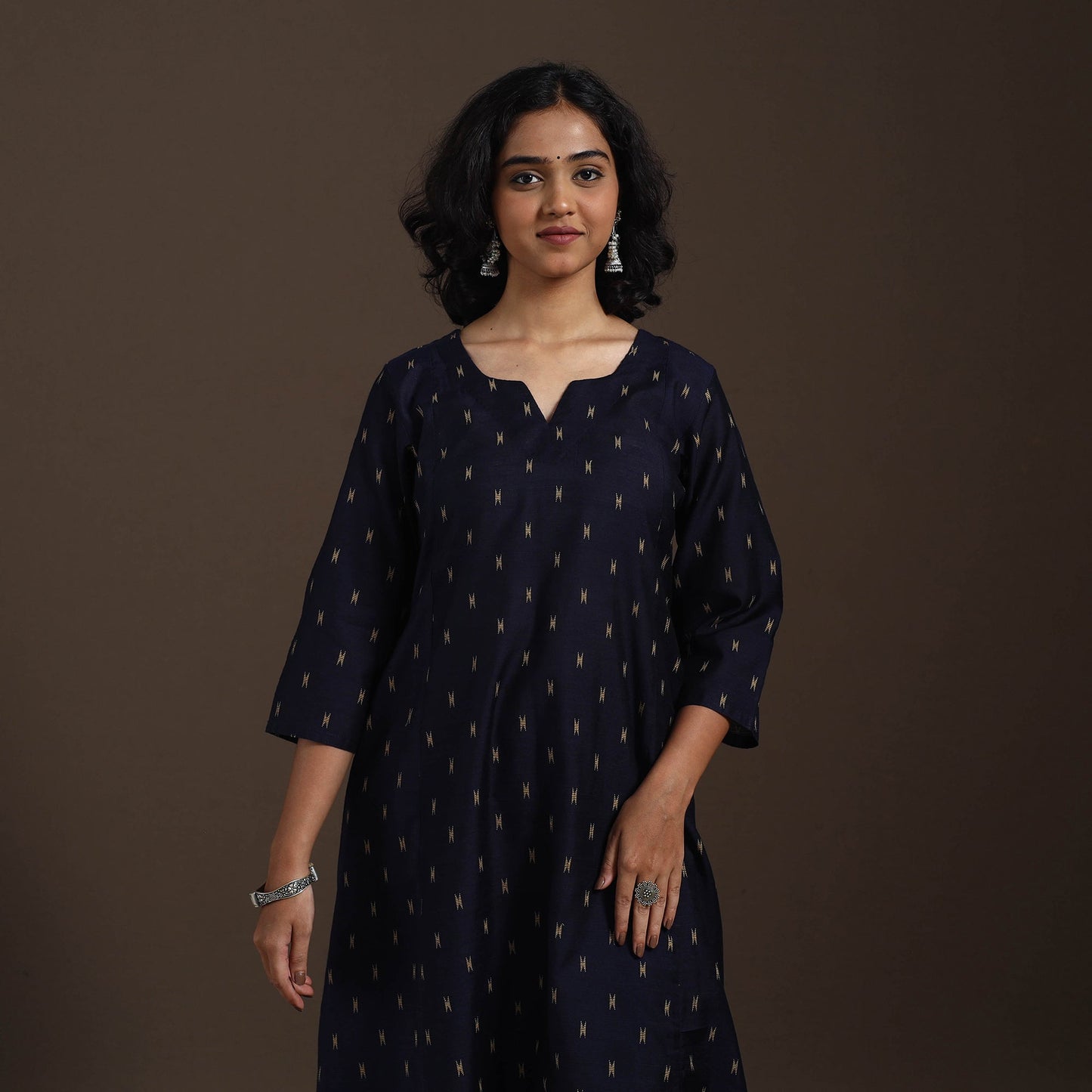 Blue Thread Buti A-Line Spun Dupion Silk Kurta Set (Set of 2)