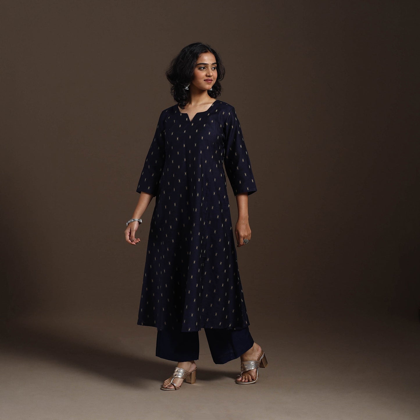 Blue Thread Buti A-Line Spun Dupion Silk Kurta Set (Set of 2)