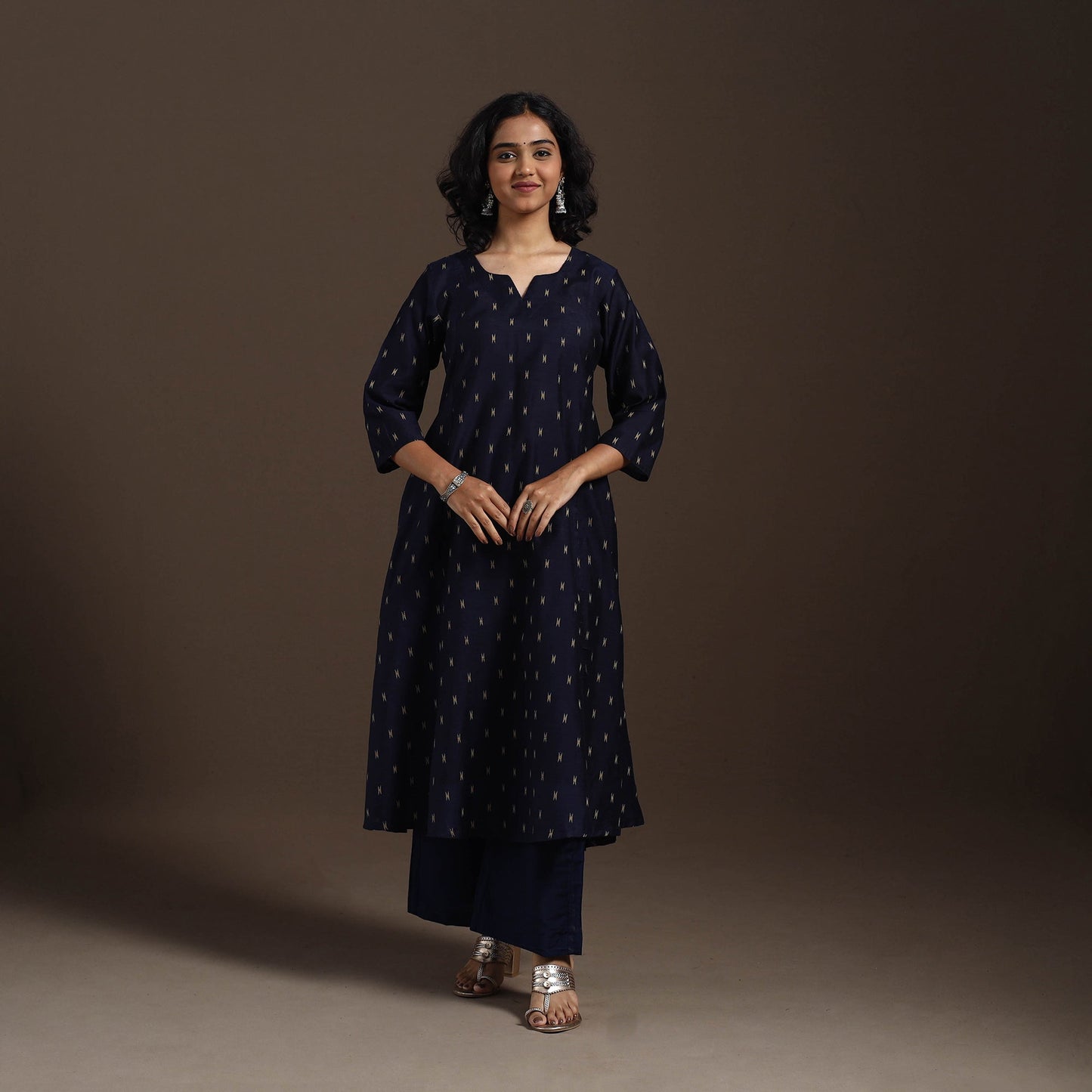 Blue Thread Buti A-Line Spun Dupion Silk Kurta Set (Set of 2)