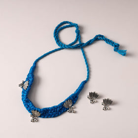 Blue - thread work german silver necklace set 15