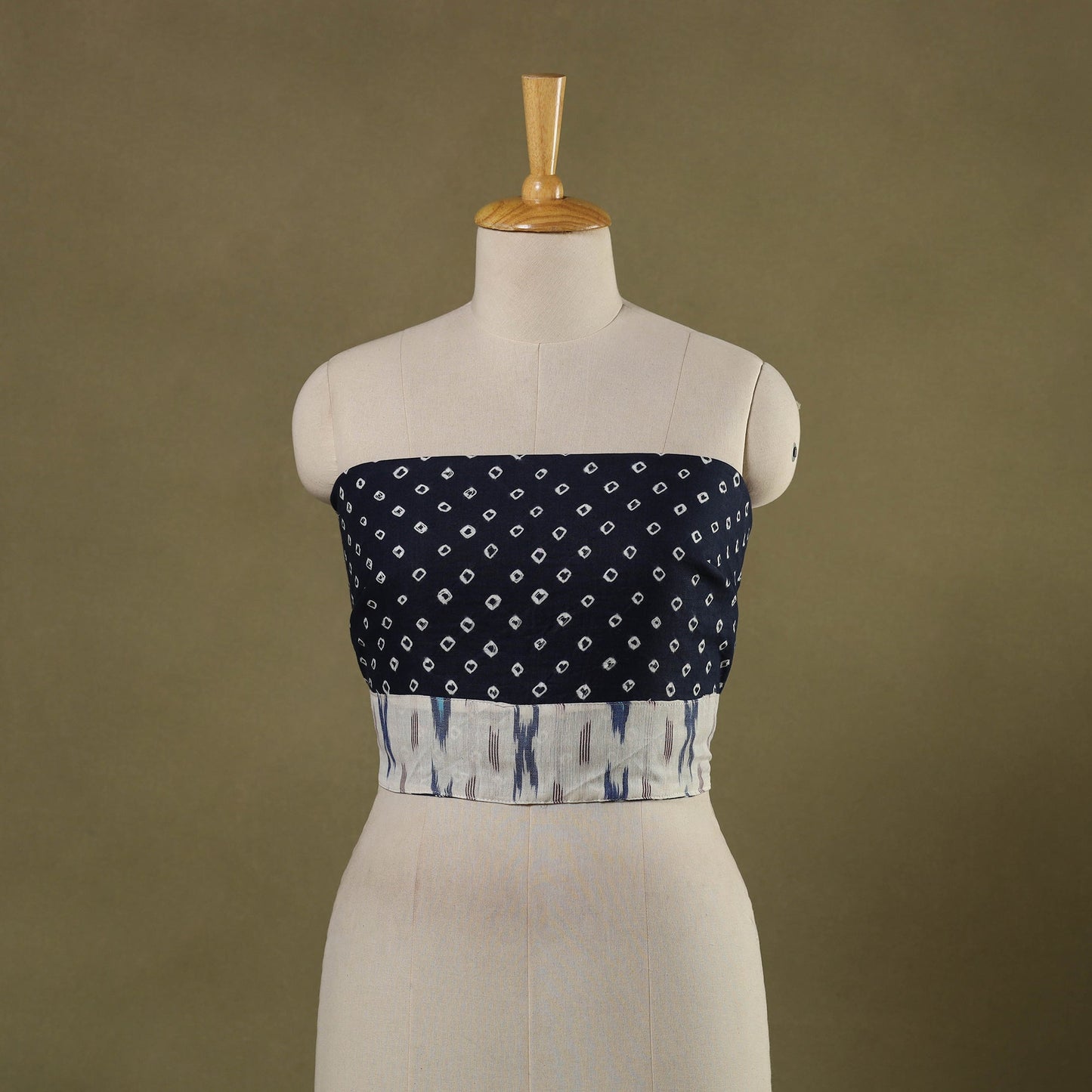 Blue - tie-dye cotton bandhani blouse piece 54 - handcrafted