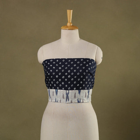 Blue - tie-dye cotton bandhani blouse piece 54 - handcrafted