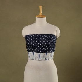 Blue - tie-dye cotton bandhani blouse piece 54 - handcrafted