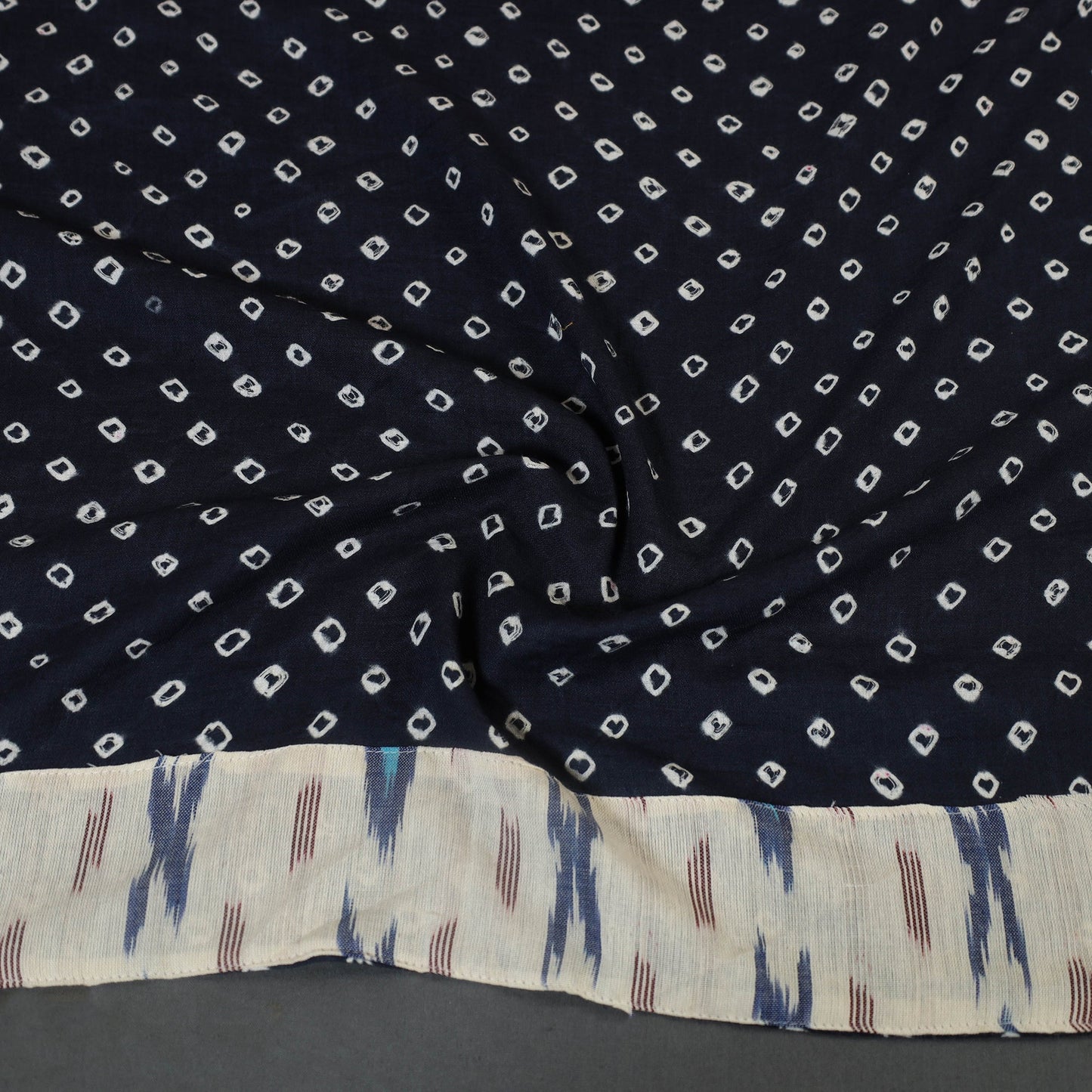 Blue - tie-dye cotton bandhani blouse piece 54 - handcrafted