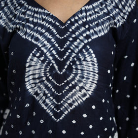 Blue - tie-dye cotton bandhani kurta set (set of 3) 04