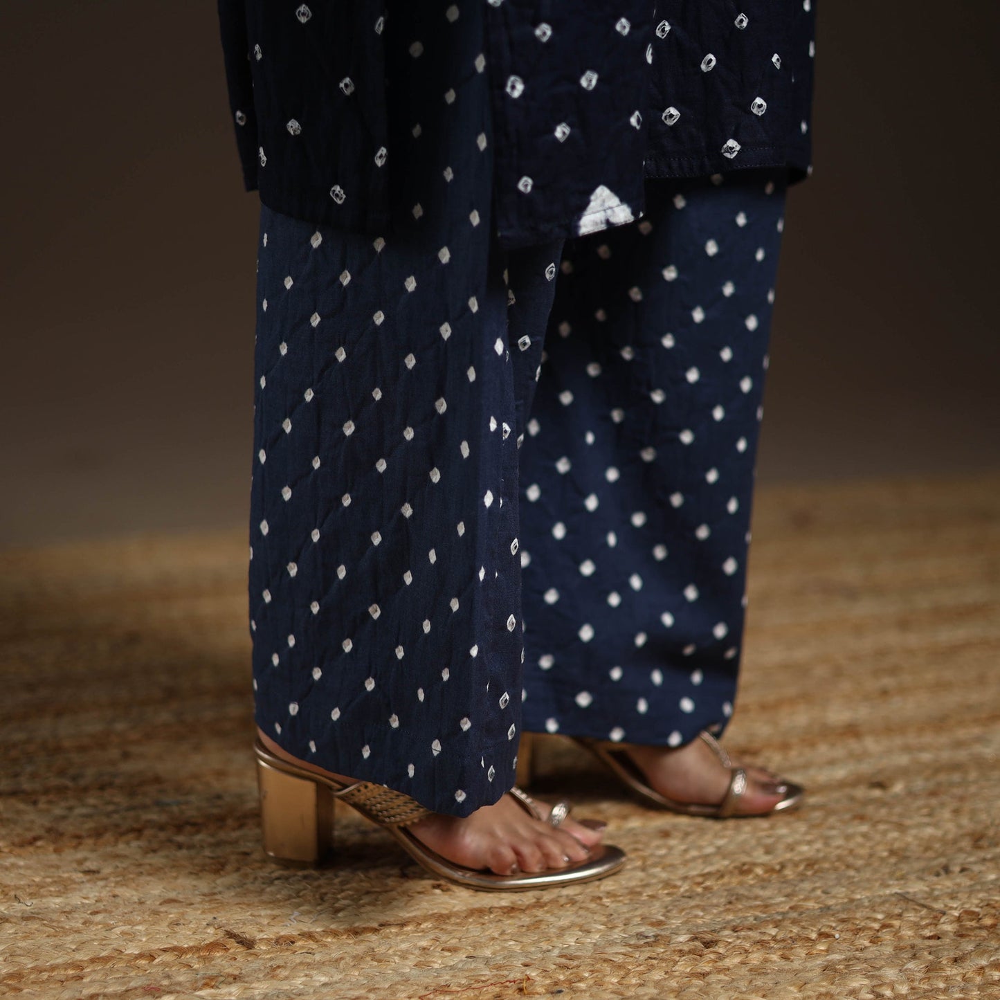 Blue - tie-dye cotton bandhani kurta set (set of 3) 04